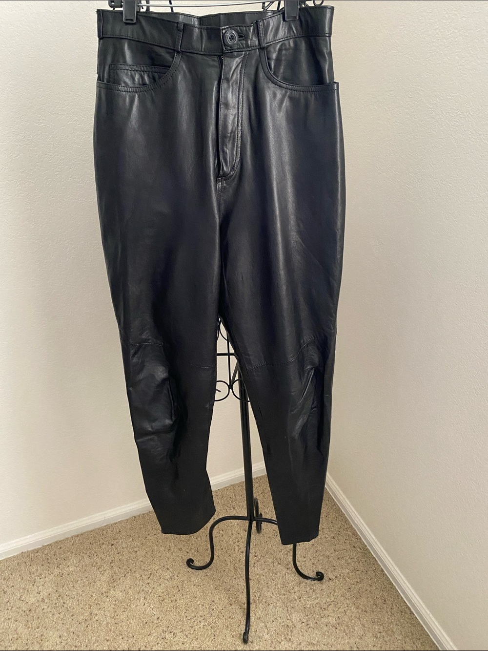 Wilson Black Slim Straight Leather Jeans